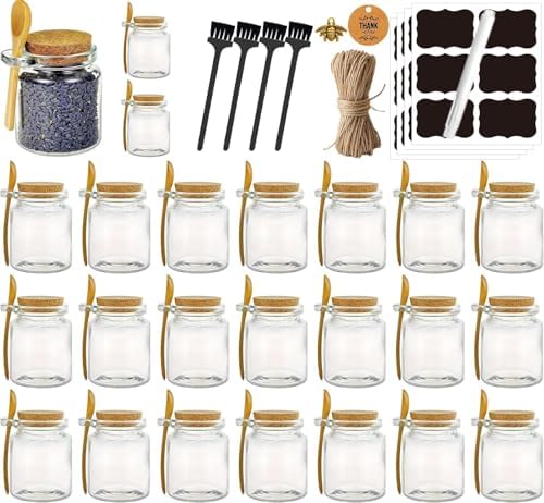 Glass Sugar Scrubs Jars, Bath Salt Container, Glass Jars w/ Bamboo Spoons by Ahhute