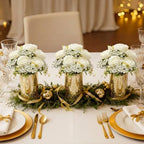 Suncalla 6 Sets Gold Cylinder Vases Artificial Peony Candle Holders, White - Image 5