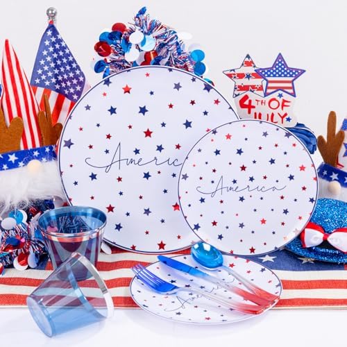 EjonirInjonir 180pcs 4th of July Plastic Plates for Independence Day - Image 3