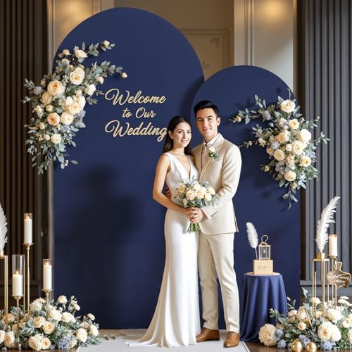 Navy Blue Arch Cover 2 Set-7.2FT, 6FT Arch Backdrop Cover Spandex Fitted Wedding Arch Stand Covers for Bridal Shower Wedding Baby Shower Birthday Party Banquet Photo Background Decorations - Image 3