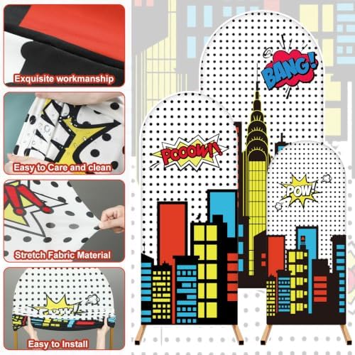 Moukeren 4-6ft Arch Backdrop Cover Spandex Stand, Hero Party - Image 3