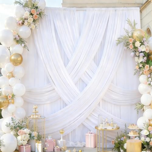 30ftx12ft White Backdrop Curtains for Wedding Parties, Wrinkle Free 6 Panels Silky Polyester 12 ft Long Photo Backdrop Drapes Back Drop Cloth Drapery for Birthday Photography Background Curtains - Image 6