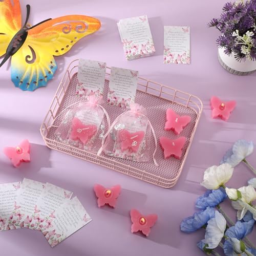 MTLEE 50 Sets Butterfly Candle Baby Shower Favors for Guests, Pink - Image 4