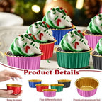 200 Pack Aluminum Cupcake Liners with Lids,Bright,Plain - Image 2