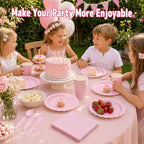 350 Pcs Light Pink Paper Plates and Napkins Dinnerware Set, Serves 50 - Image 3