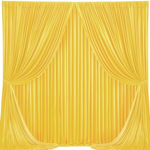 Yellow Backdrop Curtains-Wrinkle-Free Polyester Photography Drapes Party Curtain Background for Baby Shower Wedding Decorations- 16 X10FT (Yellow) - Image 2
