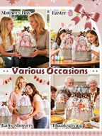 MADHOLLY 6Set Large Sturdy Bamboo Baskets for Gifts Empty, Easy to Assemble - Image 3