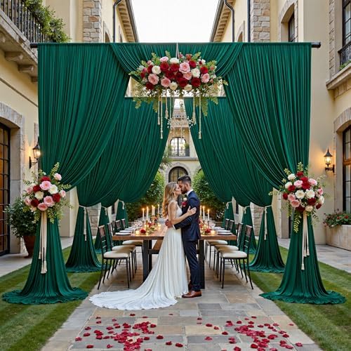 50ft x 15ft Hunter Green Backdrop Curtains for Wedding Parties, 10 Panels Extra Long Wrinkle Free Fabric Drapes Photo Backdrop for Baby Shower Birthday Stage Reception Lobby Decoration - Image 4