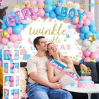 Hombae Twinkle Twinkle Little Star Gender Reveal Decorations, Star Boy or Girl Gender Reveal Decorations Balloon Garland Banner Tablecloth Box Cutout Backdrop Cake Cupcake Topper Poster Sash 172 PCs - Image 6