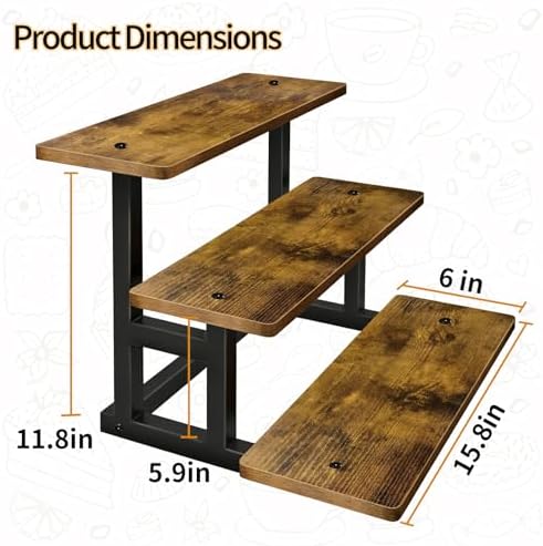 Lilybud--lily 3 Tier Cupcake Stand, Wooden Risers Display Stands Stepped Dessert Table Display Set with Metal Frame Tiered Tray Stand Serving Trays for Party Farmers Market Display 2 Pack - Image 2