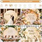 GALLETY 7.2FT Ivory Round Backdrop Cover with String Lights, Adjustable Fit for 5FT–7.2FT Circle Arch Stands, 4 Metal Clips & 24 Clear Clips, Circle Backdrop Cover for Wedding, Birthday & Baby Shower - Image 3
