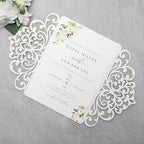 20Pcs Ivory Laser Cut Wedding Invitation Cards With Envelopes - Image 4