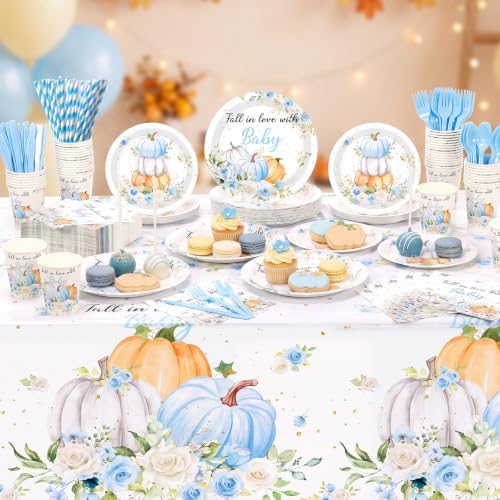 Ceenna Fall Little Pumpkin Baby Shower Party Supply Decoration for 50, Blue - Image 6