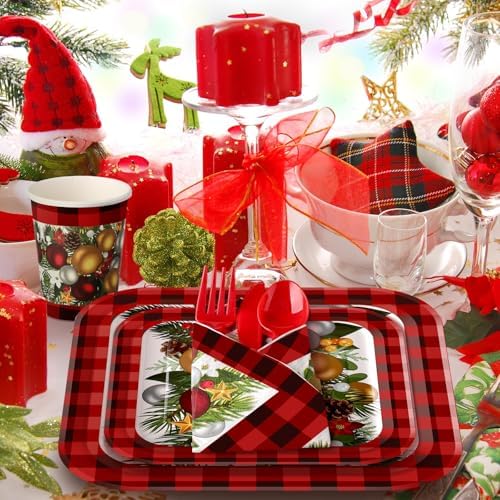 350 Pcs Christmas Paper Plates and Napkins Set Disposable Serve 50 - Image 6
