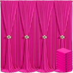 8 Panels Hot Pink Backdrop Curtain for Parties Fuchsia Wrinkle Free 40ft x 10ft Backdrop Drapes Panels for Baby Shower Birthday Photo Photography Polyester Fabric Background Decoration by Suppromo