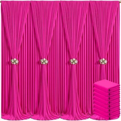 8 Panels Hot Pink Backdrop Curtain for Parties Fuchsia Wrinkle Free 40ft x 10ft Backdrop Drapes Panels for Baby Shower Birthday Photo Photography Polyester Fabric Background Decoration by Suppromo