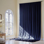 20x16ft Navy Blue Backdrop Curtain for Party, 4 Panels Wrinkle Free 16 Foot Long Polyester Photo Backdrop Drapes Photography Background for Wedding Birthday Gathing by Gogoparti