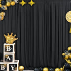 10x10ft Black Backdrop Curtain for Wedding Parties Wrinkle Free Fabric Black Drapes Backdrop Decoration for Baby Shower Birthday Photography Decoration 2 Panels, 5ft x 10ft - Image 3