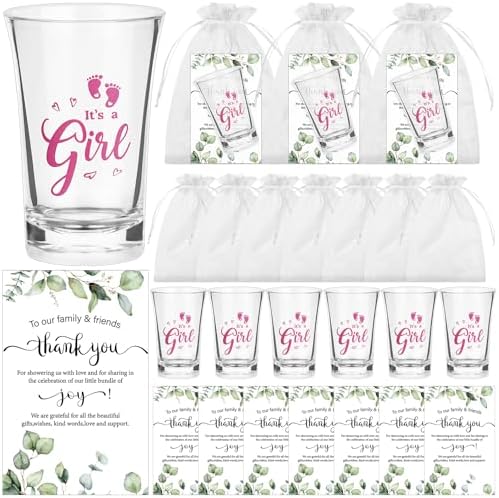 60 Sets Baby Shower Acrylic Shot Glasses It's a Girl Clear Shot Glasses Bulk with Thank You Card Organza Bags Boy Girl Theme Party Gift Tea Party Favor Thank You Gifts for Guests Gender Reveal by Unknown