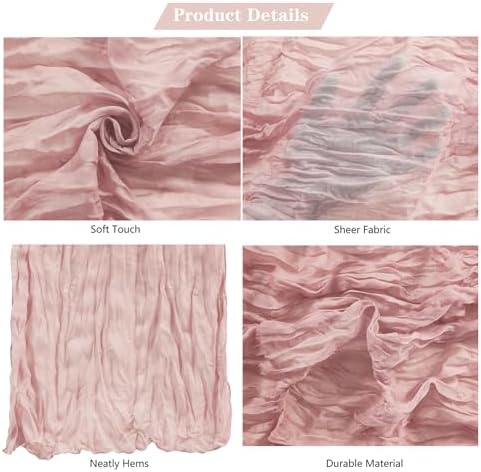 15 Pack Dusty Pink Cheesecloth Table Runner 9FT Rustic Sheer Table Runners 17x108 Inch Gauze Boho Runner for Wedding Bridal Baby Shower Birthday Party Table Decorations - Image 4