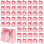 HOZEON 100 Pack Pink Thank You Gift Bags with Handles, 5.5x4.7x2.5 Inches Mini Party Favor Bags for Wedding, Baby Shower, Birthday Celebrations by HOZEON
