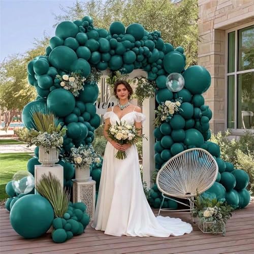 Dusty Green Teal Balloon Garland Arch Kit Double Stuffed, Dark Turquoise Aqua Sage Mist Green Balloon Different Sizes 18/12/5 Inch for Baby Shower Birthday Wedding Thanksgiving Christmas Party Decorat - Image 6
