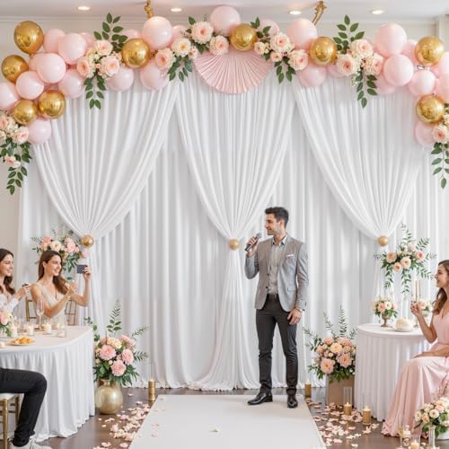 50x10FT Backdrop Curtains with Rod Pockets - Wrinkle Free Photo Stage Backdrop 10 Panels Curtains Drapes for Photography Wedding Party Baby Shower Decorations (White) - Image 7