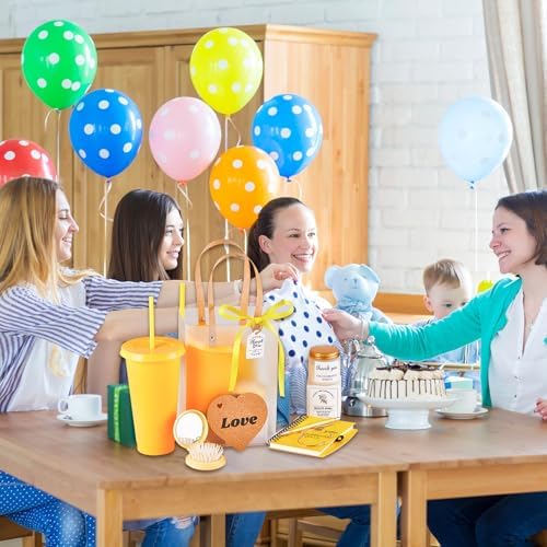 56Pcs Baby Shower Prizes for Game Winners Baby Shower Favors Gifts including Plastic Tumbler Notebook Scented Candles Ballpoint Pen Mirrors with Hair Brushes Bracelet Gift Bag (Yellow) - Image 7