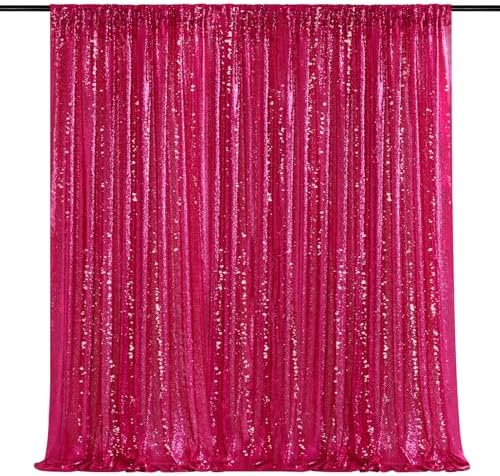 Sequin Backdrop Hot Pink 8ft x 8ft Glitter Photo Booth Backdrop by QueenDream
