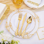 Hioasis 175 Pcs White Gold Plates for Wedding - Image 2