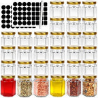 3 oz 30 Pack Mini Honey Jars, Hexagon Glass Jars with Gold Lids by BIGIVACA