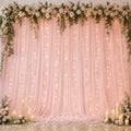Ledido 10×10ft Pink Tulle Backdrop Curtain with Light(6 Panels 5×10ft) by Ledido