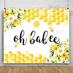 Oh Babee Baby Shower Party Backdrop Colorful Flowers Yellow Honeycomb Baby Shower Party Decorations Background Bee Sweet Honey Gender Reveal Party Birthday Party Studio Props 10x8ft - Image 4