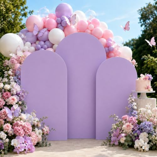 Lavender Arch Cover 7.2ft 6.6ft 6ft Purple Arch Backdrop Cover Set of 3 by Lrrtwer