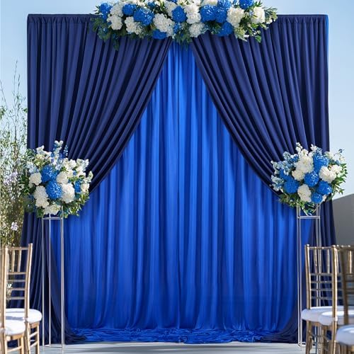 10×10 FT Navy Blue Royal Blue Backdrop Curtains for Parties, 6 Panels 2.5×10ft Wrinkle Free Soft Polyester Drapes for Backdrop Decor Birthday Party Baby Shower Wedding Photo Background Curtains - Image 6