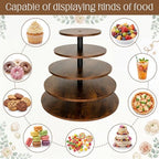 Funnymoom 5 Tier Large Round Cupcake Stand for 100 Cupcake Rustic Cupcakes Tower 360° Rotatable Wooden Cupcakes Holder Table Display Dessert Stand for Birthday Graduation Baby Shower Wedding 20.9'' - Image 6