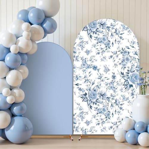 Mindsoft 2 Pcs Blue Flower Arch Cover Backdrop by Mindsoft