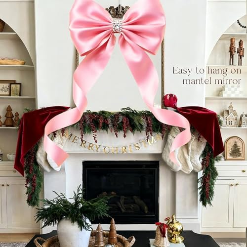 Meseey Giant Pink Satin Bow 27x39 Inch Extra Large Decorative Bow for Christmas Tree Topper,Party,Home Wall,Baby Shower & Birthday Decor(Pink) - Image 6