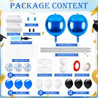 2 Sets Blue and Black White Balloon Column Stand Kit for, Adjustable Floor Balloon Arch Tower with Foil & Latex Balloons, DIY Decor for Ceremony Backdrop - Image 2