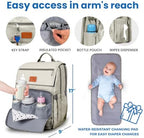 Baby Shower Gifts Diaper Bag Backpack, Baby Diaper Bag, Large Baby Bag for Boys & Girls, Waterproof, 16 Pockets, Insulated Bottle Holders, Durable,Travel-Friendly & Lightweight,Easy Organization,Beige - Image 5