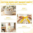AFOROEOA 3 Pack Large Gift Baskets Empty with Handles, 17"x12.5"x7" Woven Storage Baskets with 3 Clear Bags & 3 Ribbons, 3 Bags Crinkle Paper Shred, Baskets for Baby Shower Home Decor - White - Image 5
