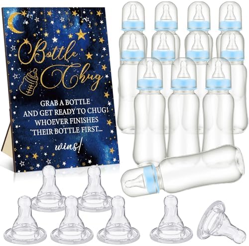 Trelaco 12 Pcs Star Cool Baby Shower Games Bottle Chug Wooden Sign Set by TrelaCo