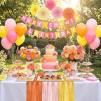 6 Pcs Orange Yellow Pink Cheesecloth Table Runner 118" - Image 6