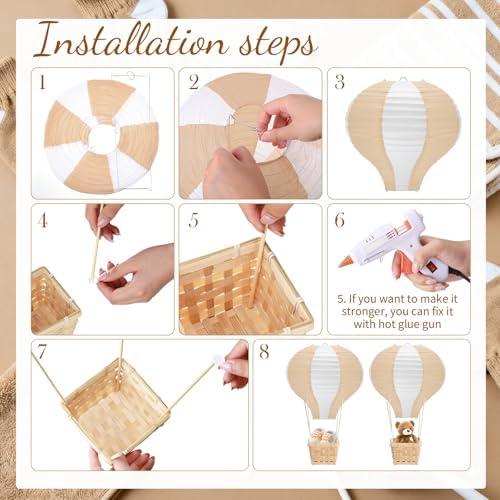 Meooeck 8 Sets Light Brown Hot Air Balloon Table Centerpieces Decor - Image 3