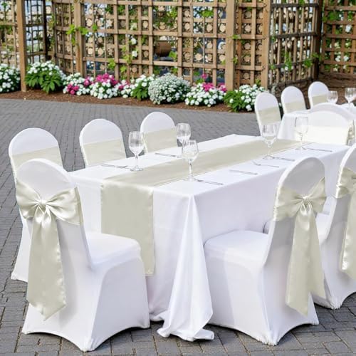 MDS® Pack of 75 Satin Chair Sashes for Wedding & Events – Ivory - Image 6