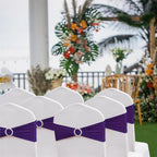 50 Stretch Spandex Purple Chair Sashes for Wedding Chairs Bows Bands with Slider Buckles Fitting Party Feast Banquet Restaurant Event Bridal Baby Shower Decoration - Image 6