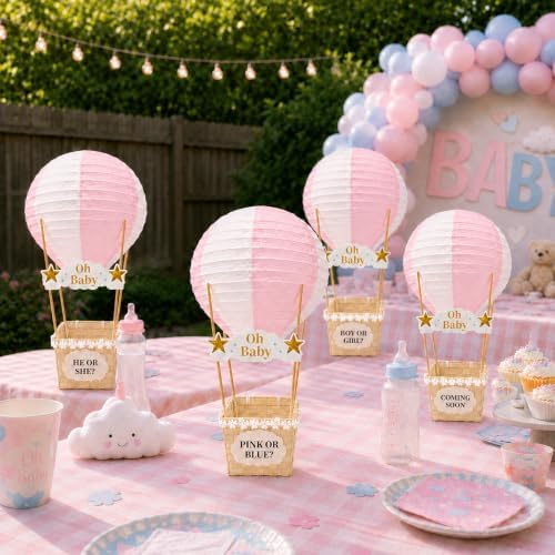 Light Pink Hot Air Balloon Decorations for Baby Shower Table Centerpieces - Image 6