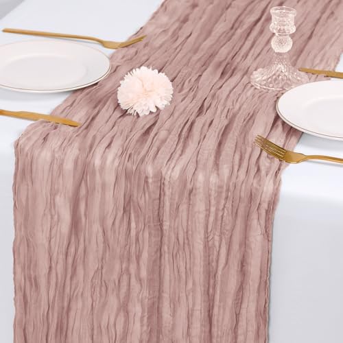 14 Pack Dusty Pink Cheesecloth Table Runner 17x108 Inch Semi Sheer Boho Gauze Cheese Cloth Fabric Table Runners, for Wedding Party Baby Shower Birthday Home Decor Garden Farmhouse - Image 7