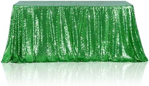 Poise3EHome Green Sequin Tablecloth 60×120 Inch Rectangle Sequin Fabric Table Cloth for Christmas Birthday Party Wedding Holiday Cake Table Decoration by Poise3EHome