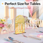 Mirror Arched Wedding Table Numbers 1-25 with Stands, 5"x7" Double-sided Letter, Acrylic Wedding Signs Centerpiece Decoration for Wedding Reception Party (Gold, Table Numbers 1-25) - Image 4